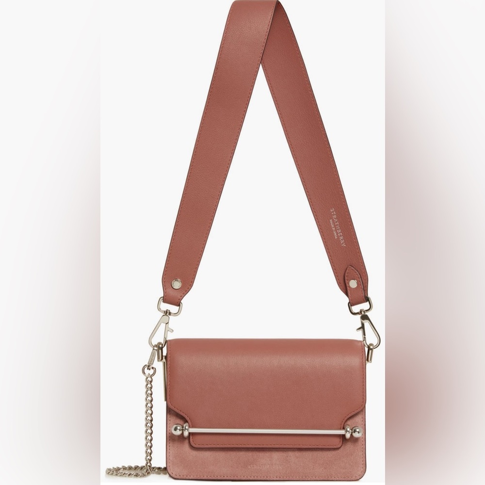 Strathberry Mini East/West Leather & Suede Shoulder Bag (Sienna/ Dusty Pink)